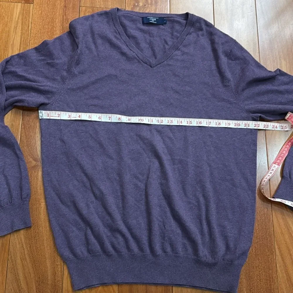 J Crew Sweater Mens Pullover Purple Cotton Cashmere‎ Preppy Casual Adult L